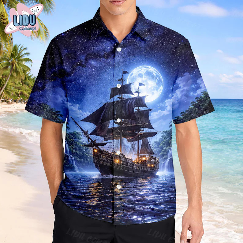 Sea Life Vintage Nautical Ocean Beach Hawaiian Shirt Mens Womens