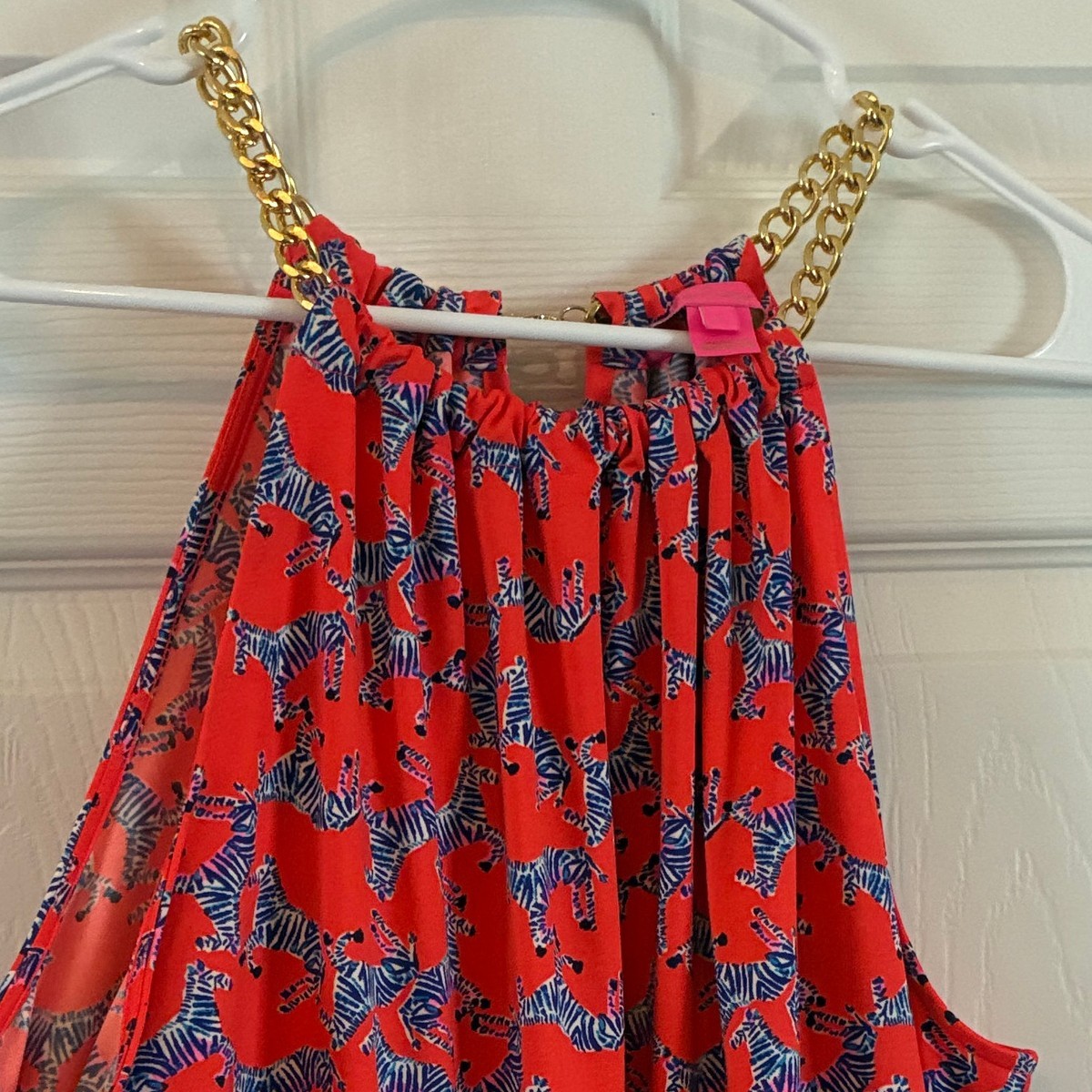 Lilly Pulitzer Zebra Print Chain Halter Top Large