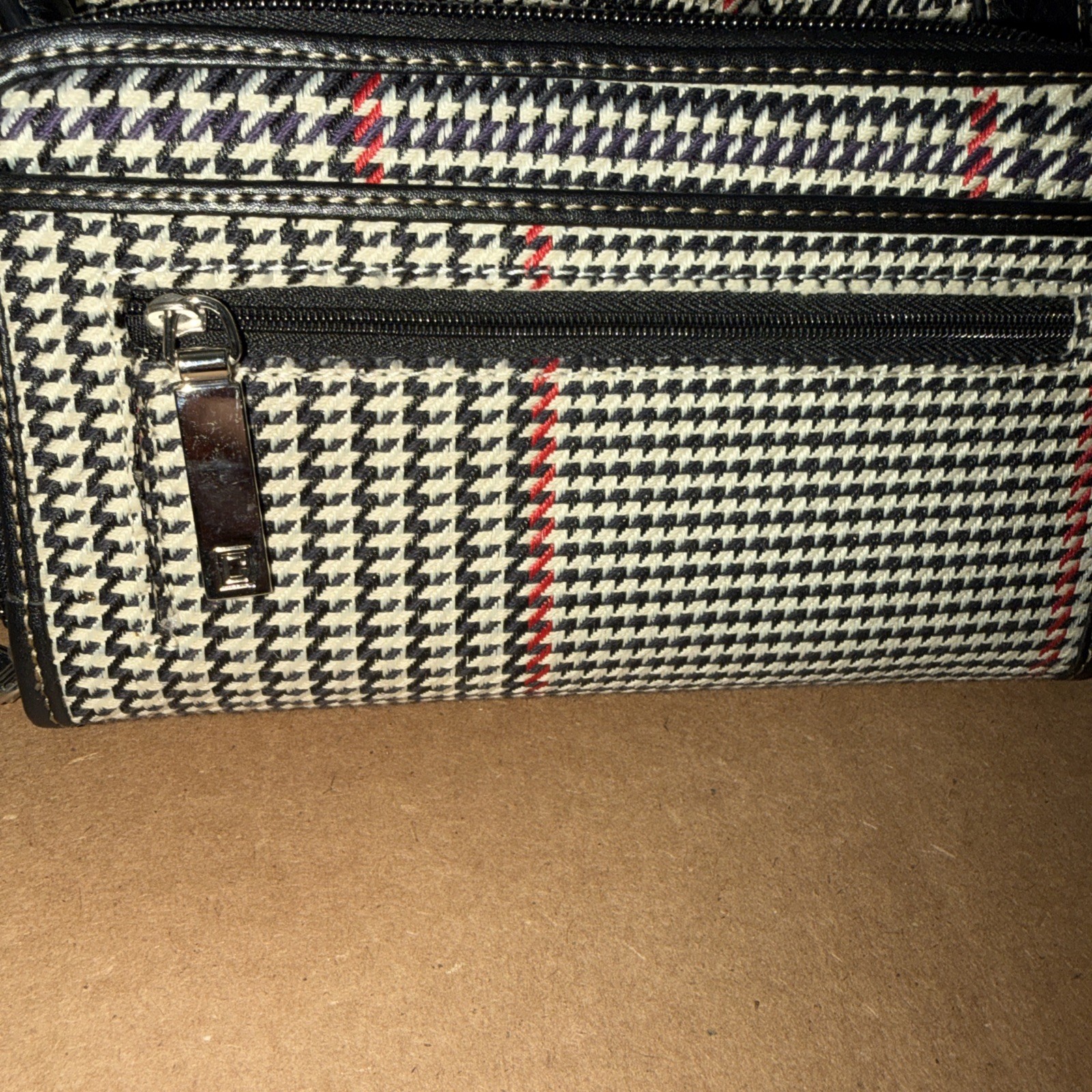 Vintage Chaps Houndstooth Structured Satchel Shoulder Bag & matching Wallet