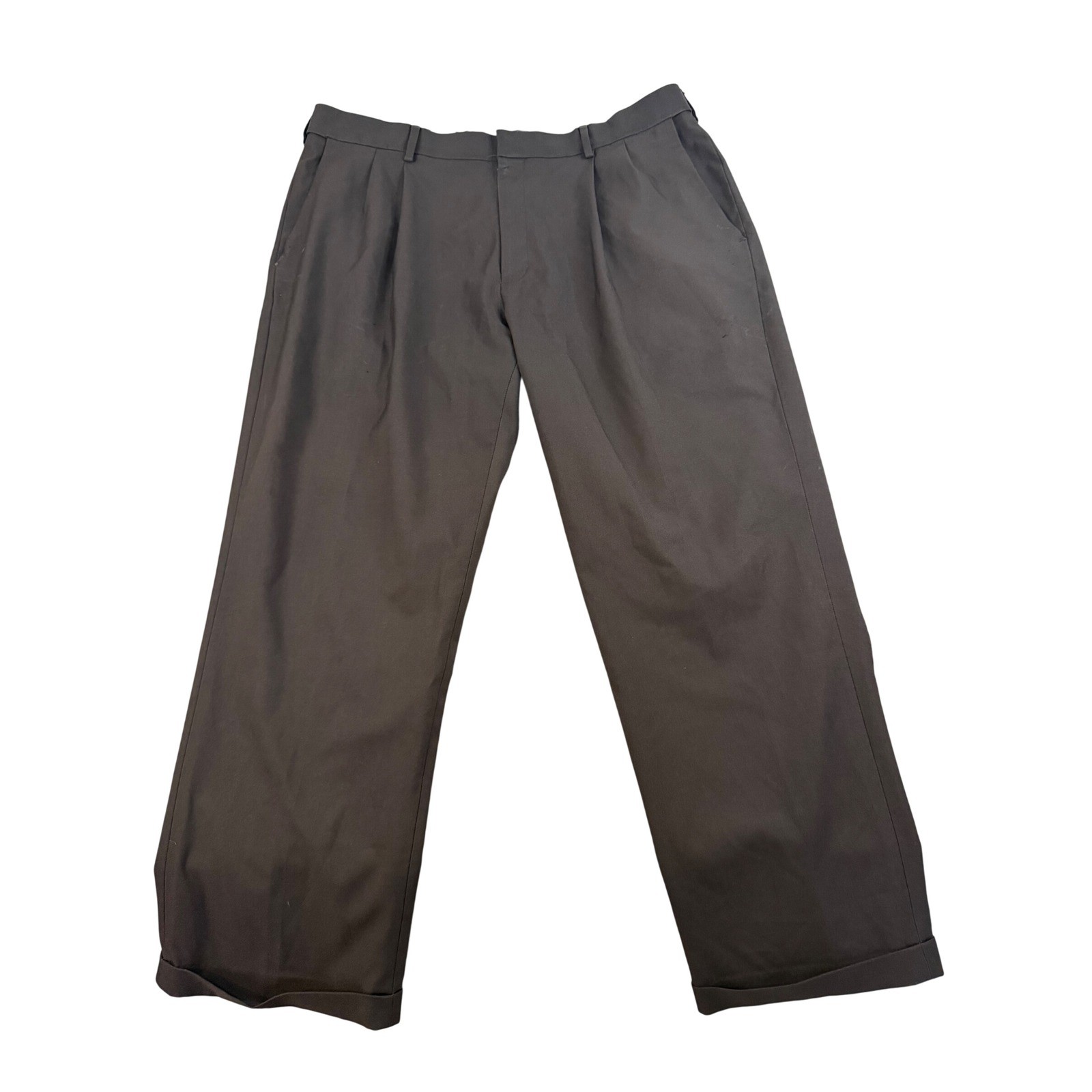 Haggar Premium Mens 38×29 Pleated Cuffed Dress Pants Black WPL 386 CA36738