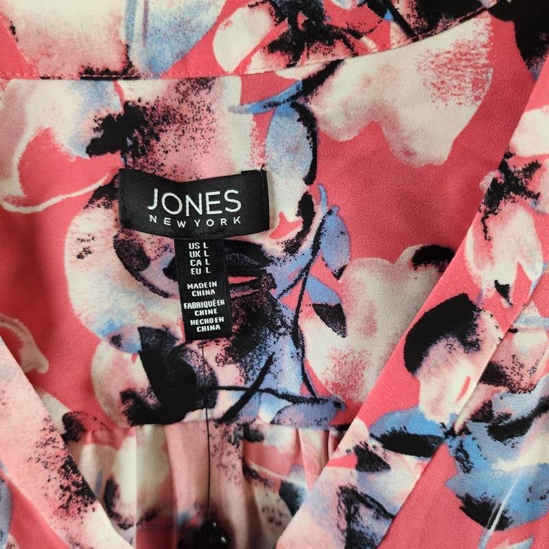 Jones New York Kelly Printed 3/4-Sleeve Tunic Blouse Women’s L Fresh Guava Multi