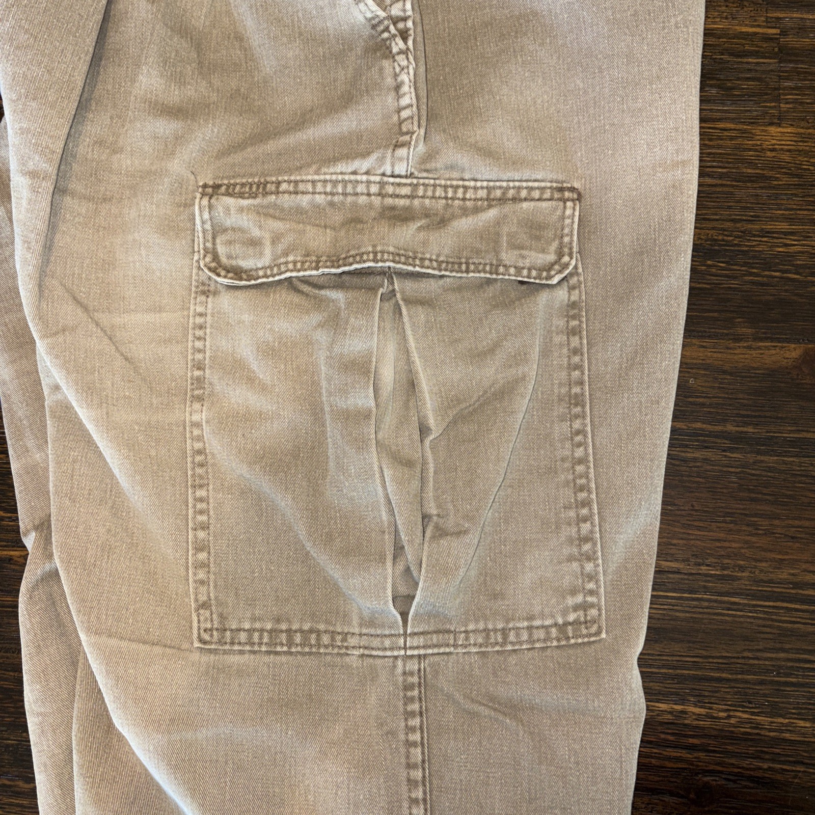 Vintage 80s Dickies Cargo Workwear Pants Double Pleated Talon Zipper Beige 34×30