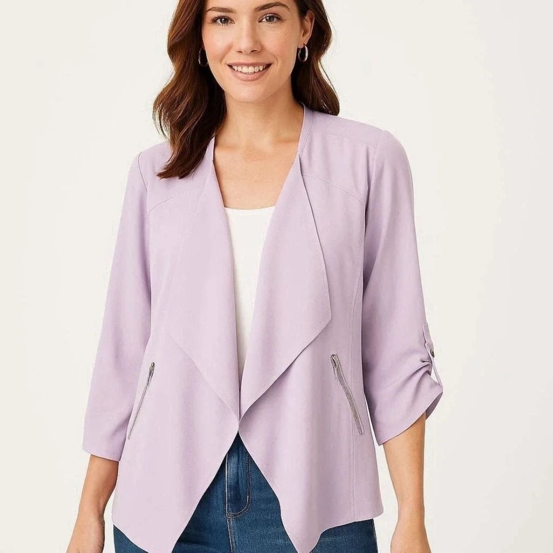 Chicos Soft Drape Jacket Light Petunia Lavender Size 3 (16) XL New