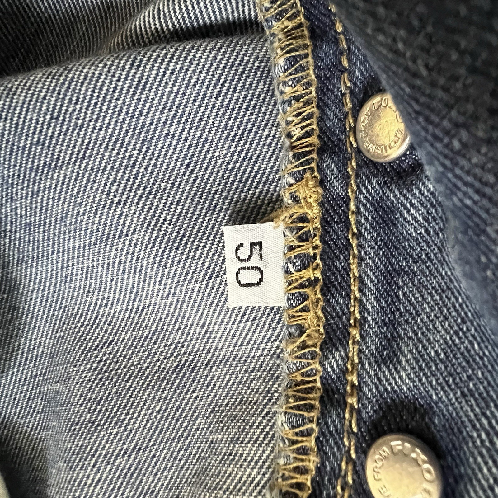 VTG Ferrari Button Fly Blue Denim Jeans Leather Logo Italian Men’s 33×30.5 IT 50