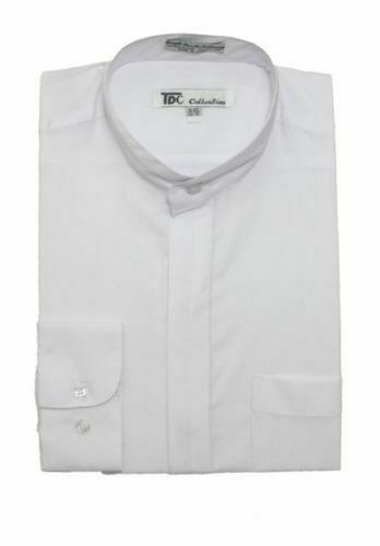 Mens’ Mandarin Collar (Banded Collar) Dress Shirt by TDC Collection