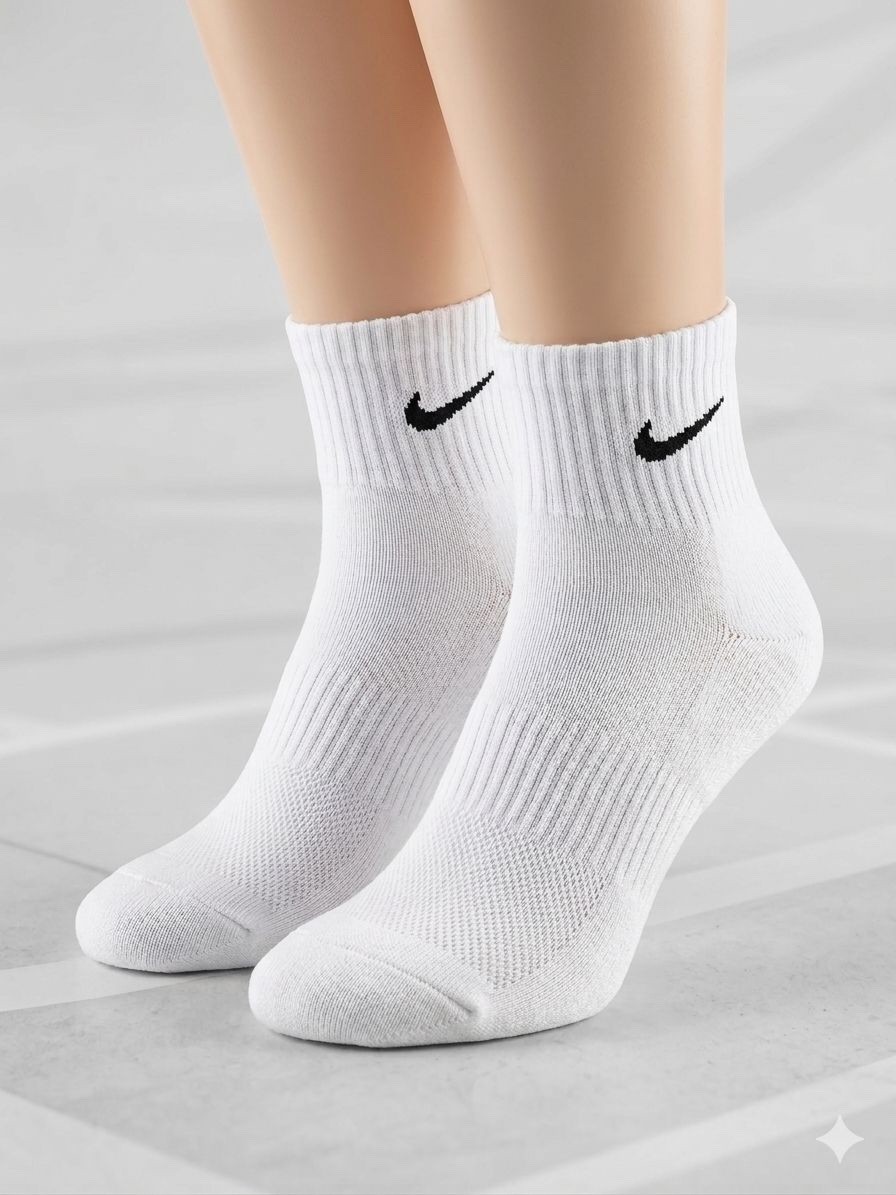 Nike Everyday Dri-FIT Ankle Socks 6 Pairs White-Black Cushioned Size M-L UNISEX
