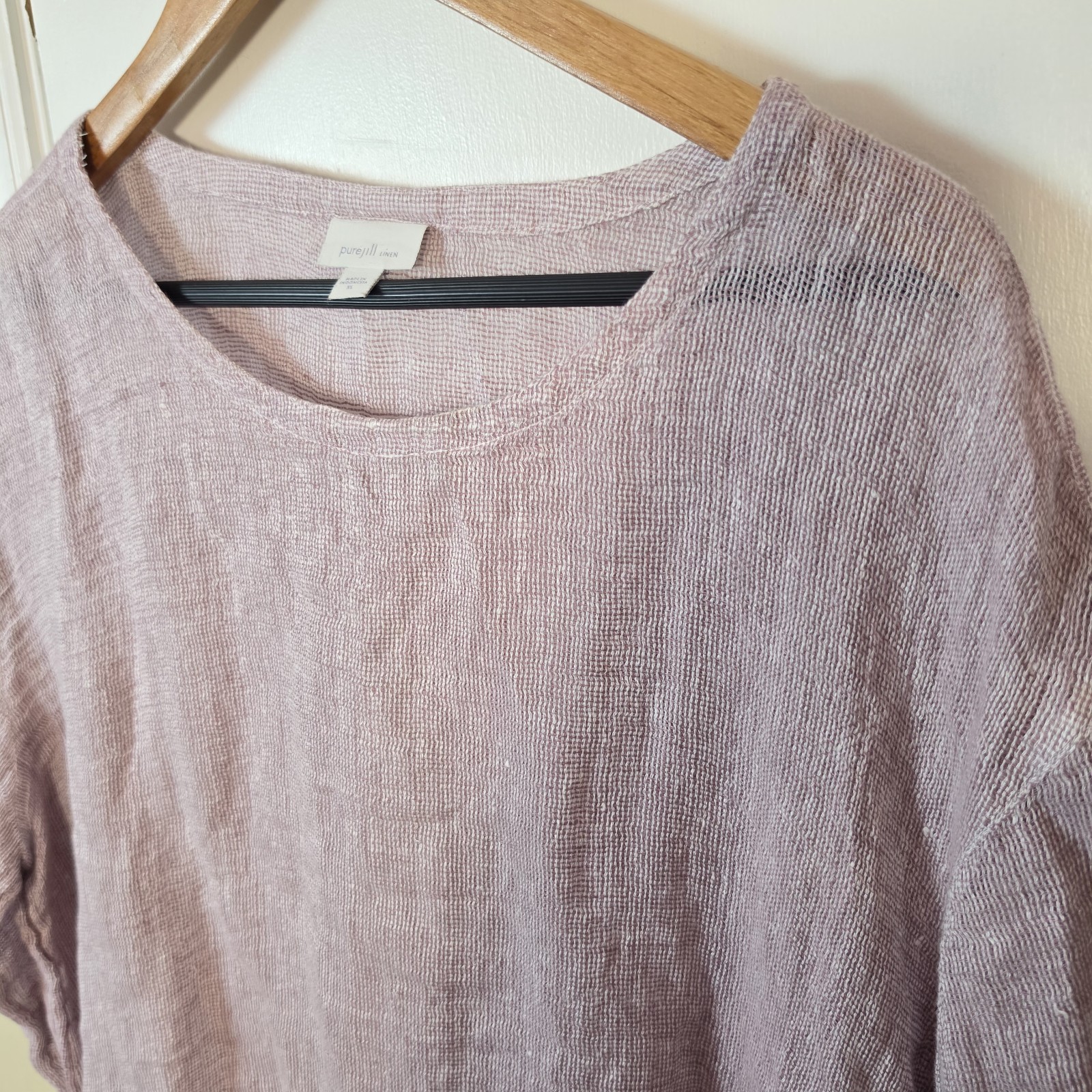 J JIll Pure JIll Linen Boxy Open Weave Knit Top Mauve Sz XL Beachy Coastal