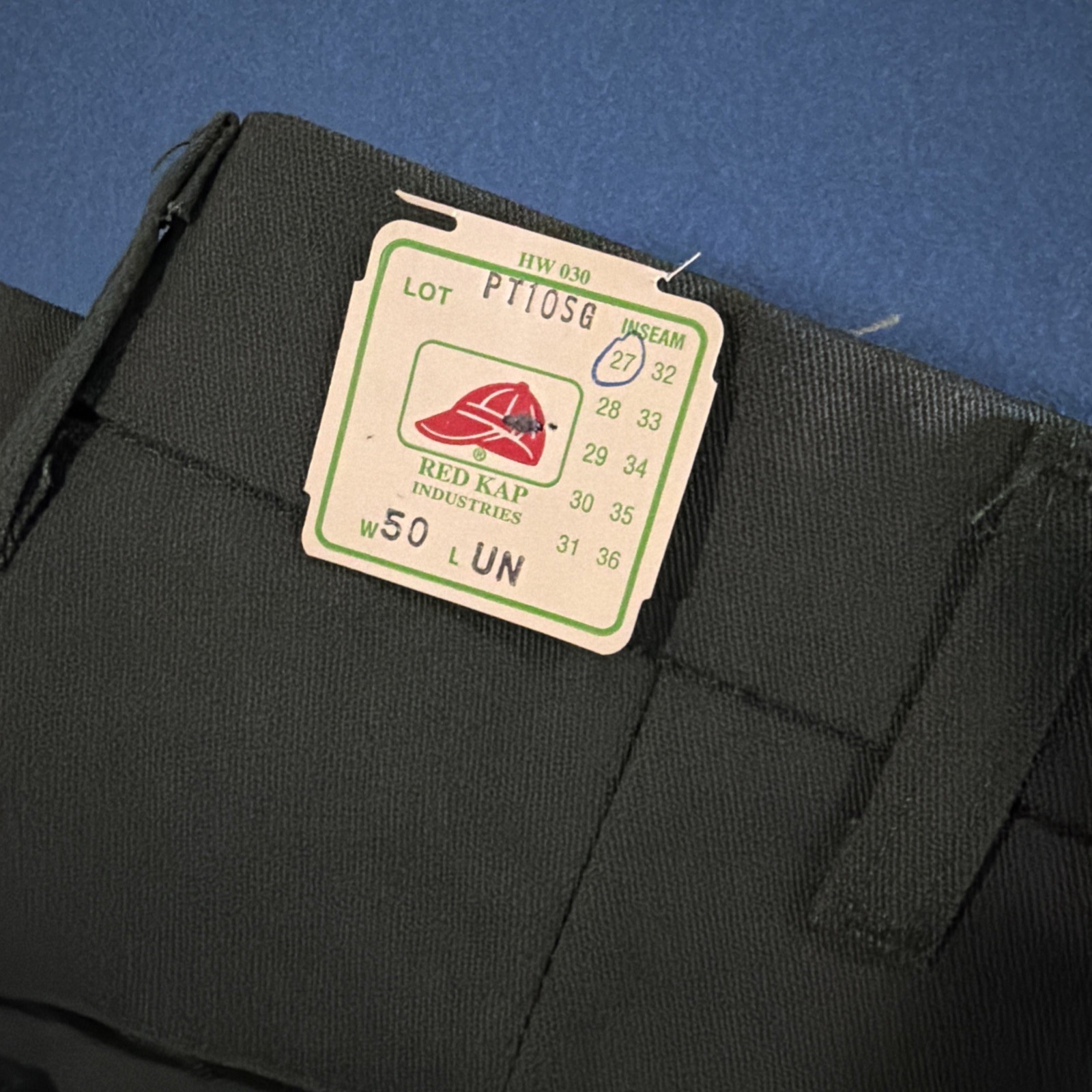 VTG Red Kap Work Pants Mens 50×27 Military Green Polyester / Cotton Blend – New