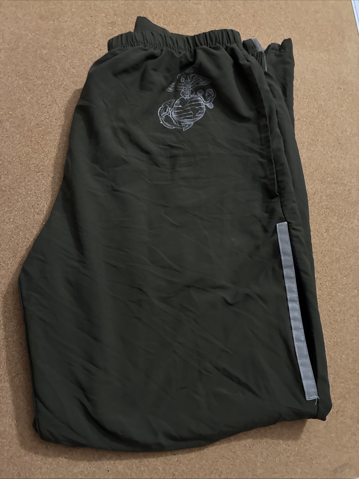New Balance USMC PT Track Pants Mens Medium Regular Green Nylon Training Flaw