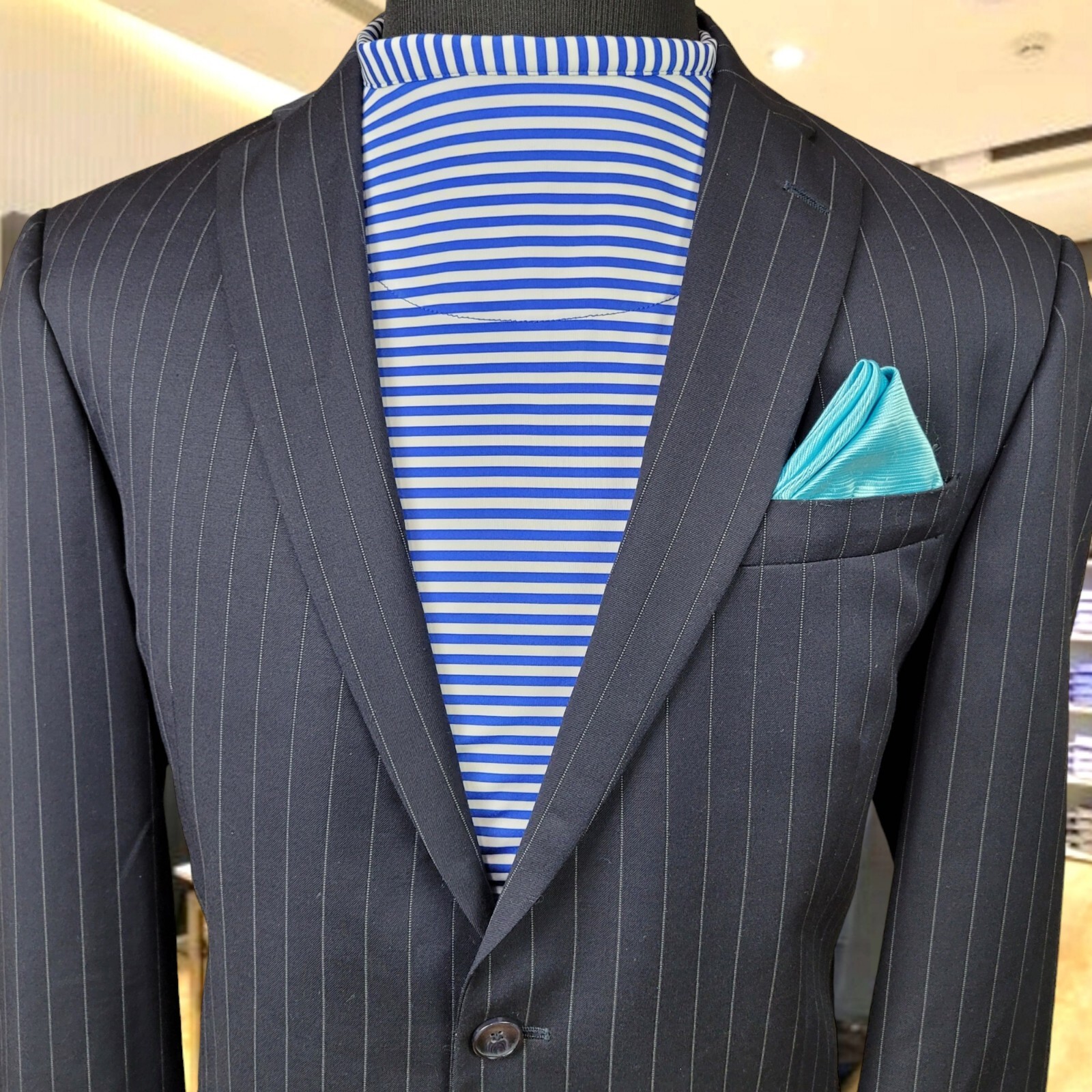 Hickey Freeman 100% Worsted Wool Navy Blue Blazer Mens 44L Sport Suit Coat