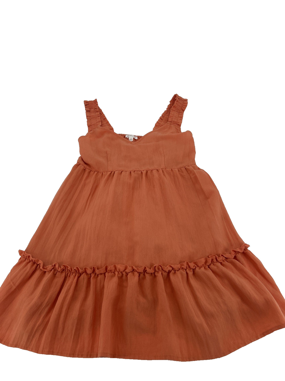 Blu Pepper Terracotta Orange Tiered Babydoll Mini Dress Womens Medium CR2215