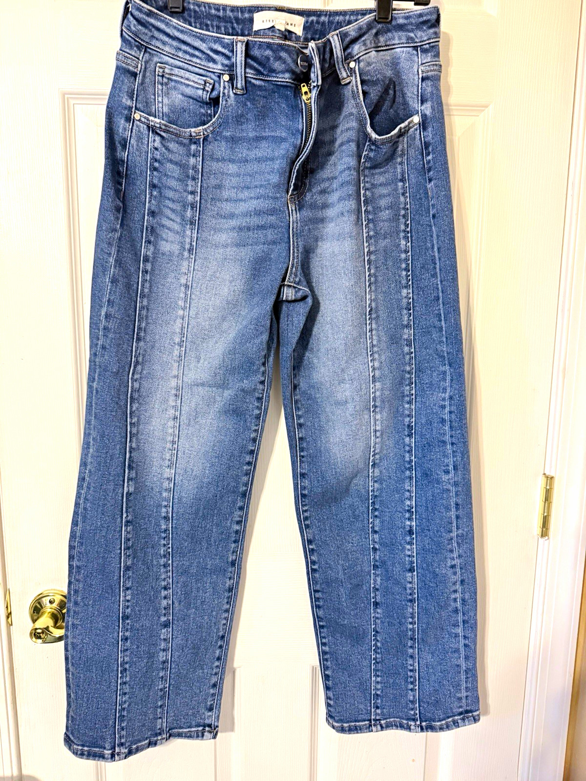 Risen Jeans Women’s Wide-Leg Jeans Blue Medium Wash Denim Cotton Blend 5-Pocket