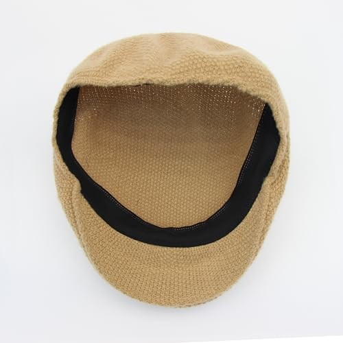 Knit Flat Ivy Newsboy Cap for Men Irish Hat Beret Hat Gatsby Cabbie Cap Camel