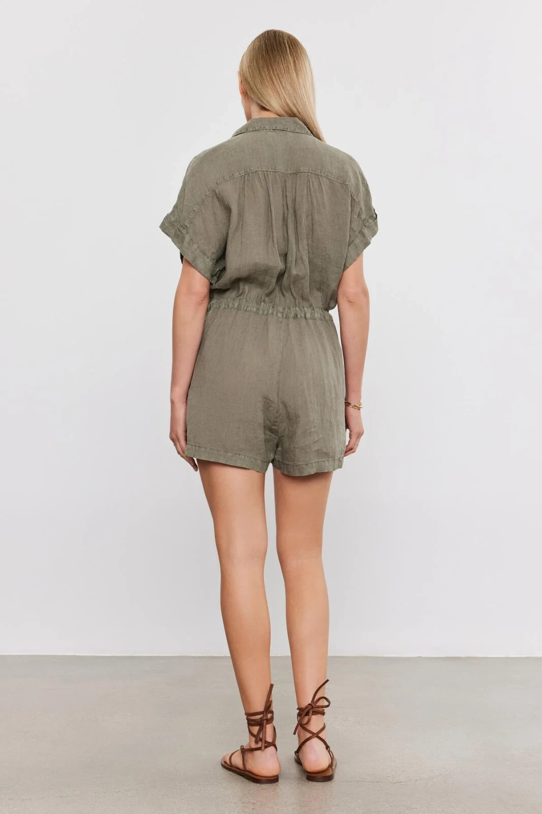 VELVET By Graham & Spencer Clare Linen Romper Axe S $285 H1