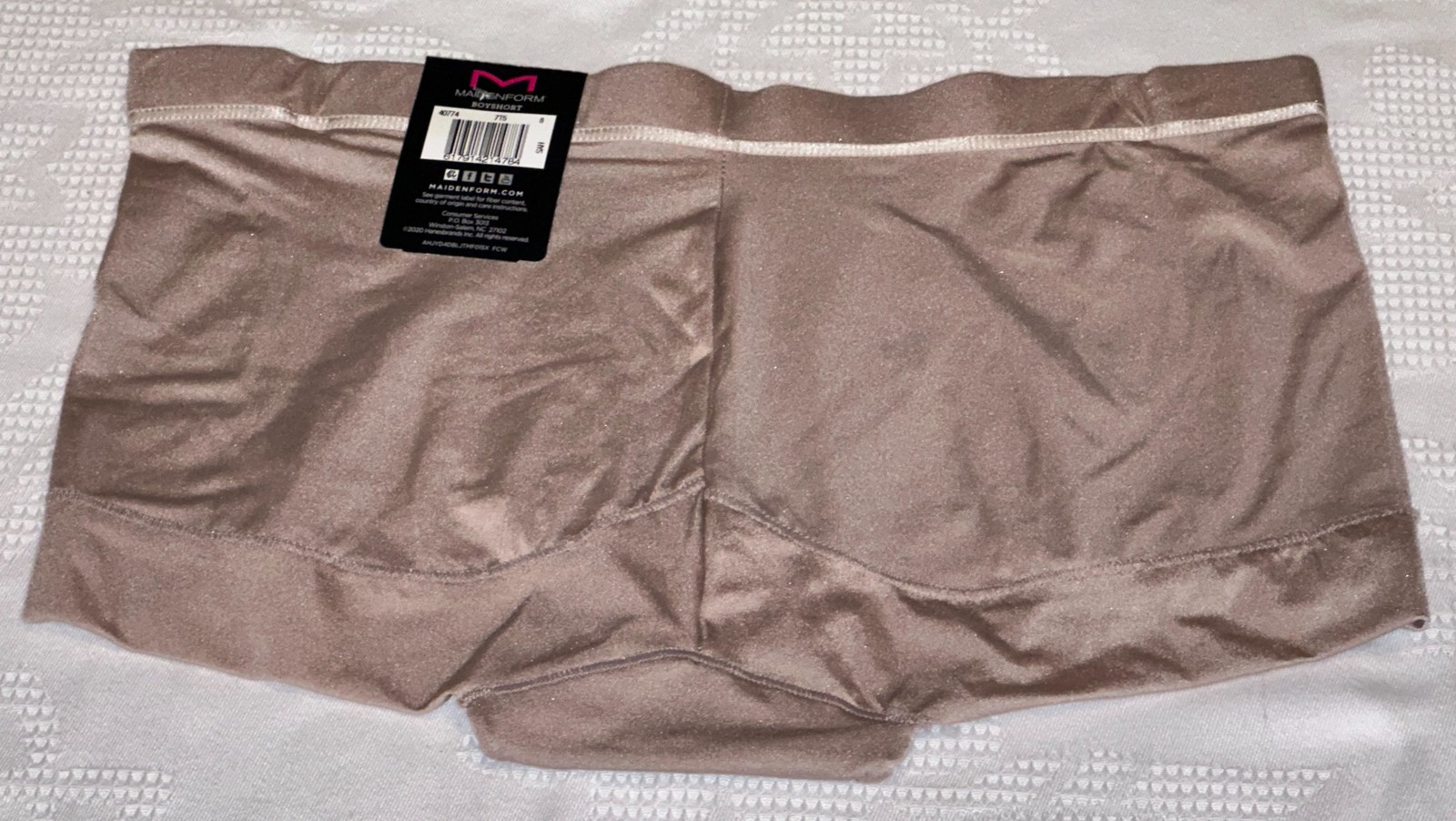 MAIDENFORM Dream Microfiber Eve Blush Lace Inset Boyshort Panty Women XL 8 2XL 9
