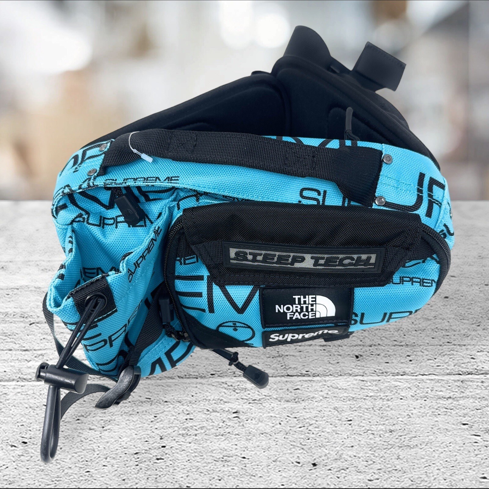 Supreme The North Face Steep Tech Waist Bag Mens OS Teal Blue Logo Print
