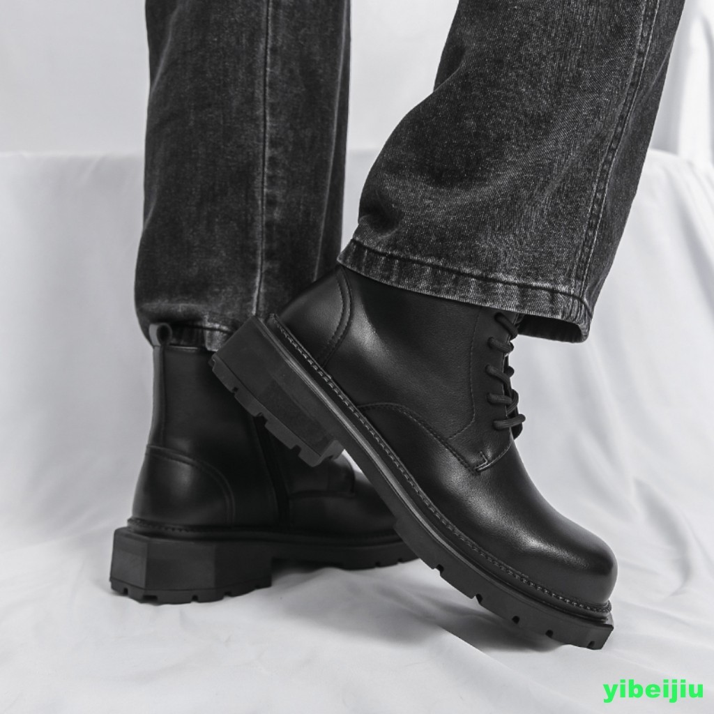 Mens Shiny Leather Dress Ankle Short Boots Platform Wide Shoes Motorcycle Gothic