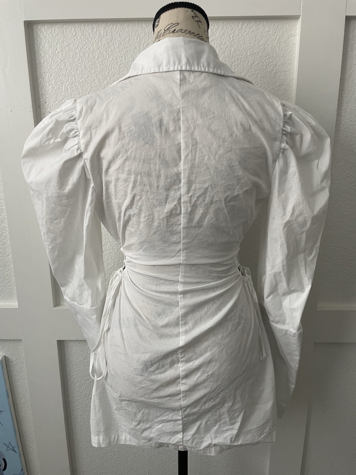 Here & Mine Collared Ruched Puff Sleeve ButtonDown Dress Size S