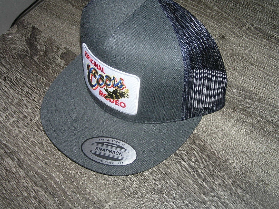 Orig. Coors Rodeo Patch Trucker Hat Yupoong/YP Classic 6006 Snapback Grey/Black