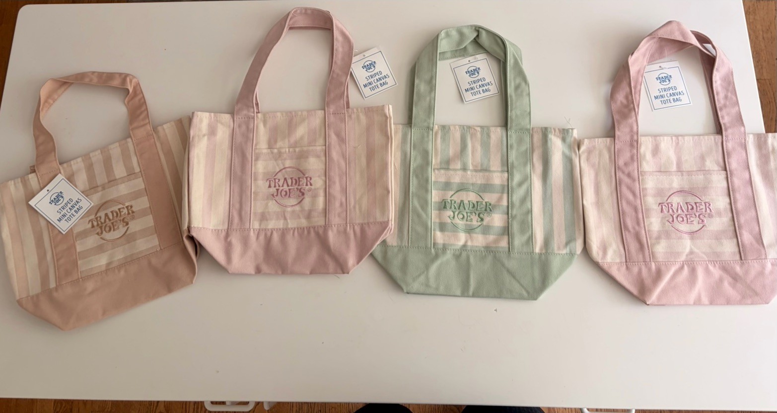 Trader Joes Striped Mini Canvas Tote Bag (Limited Edition)