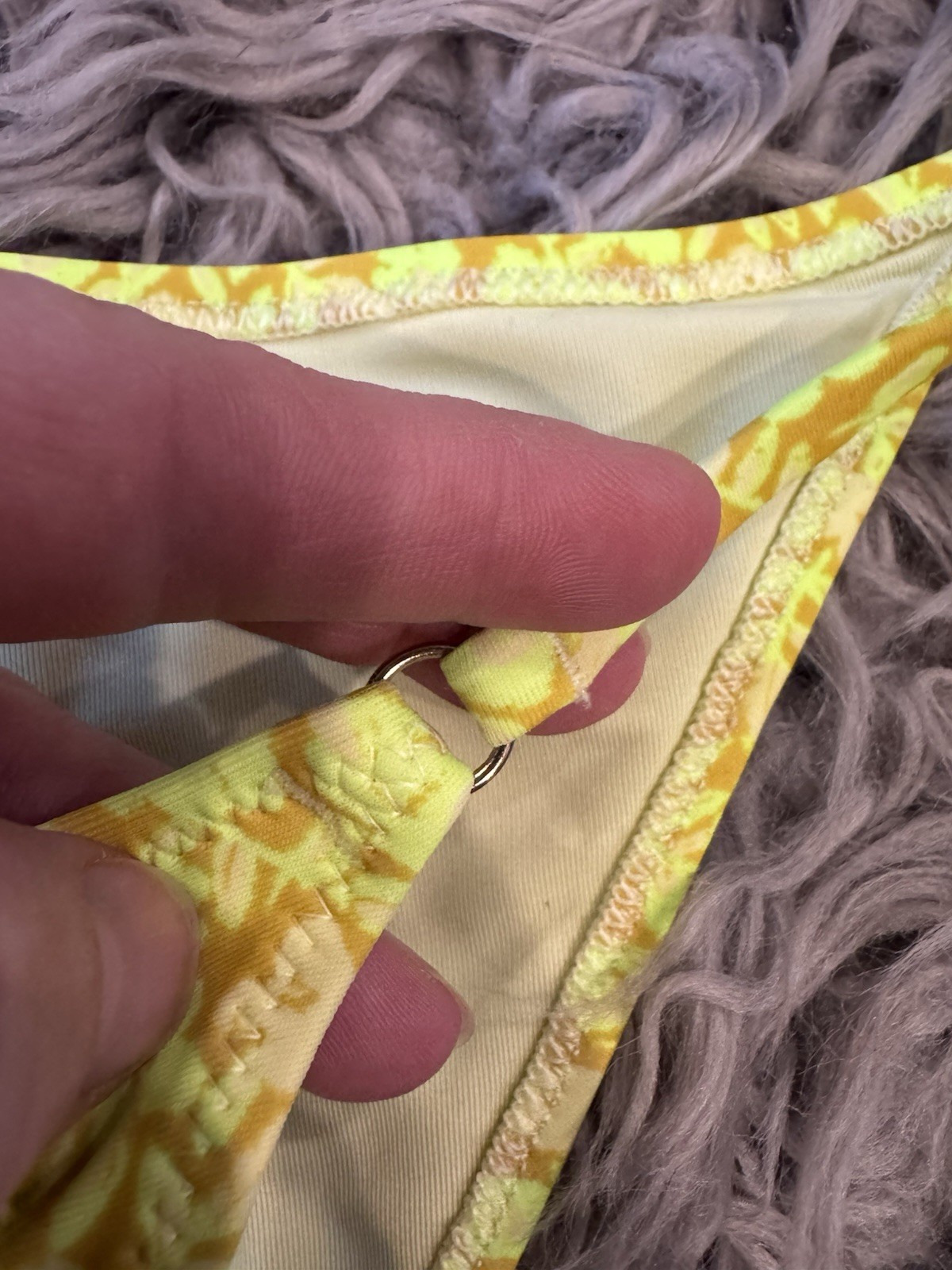 Aerie Yellow Floral Triangle Bikini Set Cheeky Adjustable Strap Lined Size M