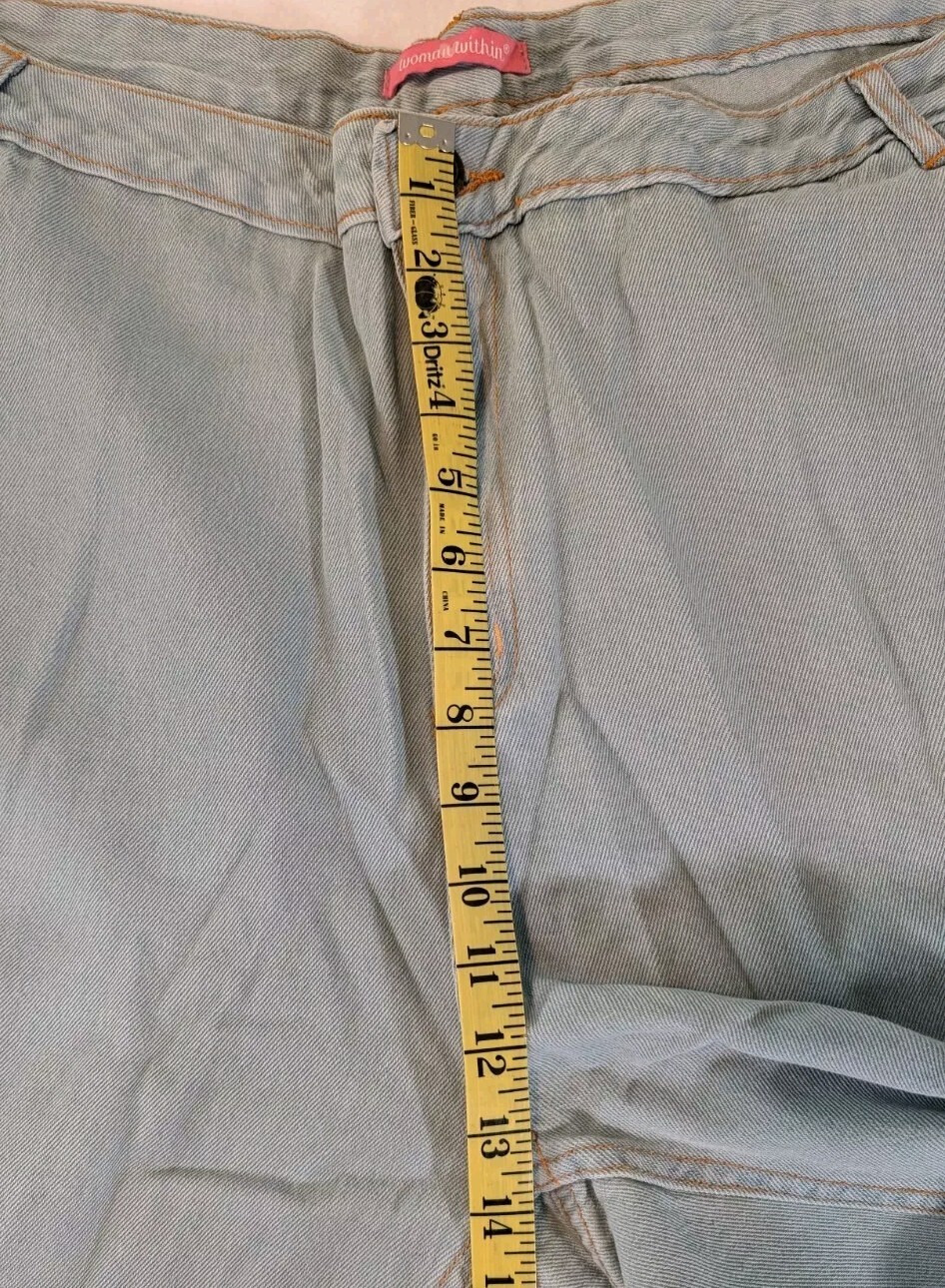 Woman Within Wide Leg Jeans 28W Light Blue Five Pocket Cuff Width 11 Inches NEW