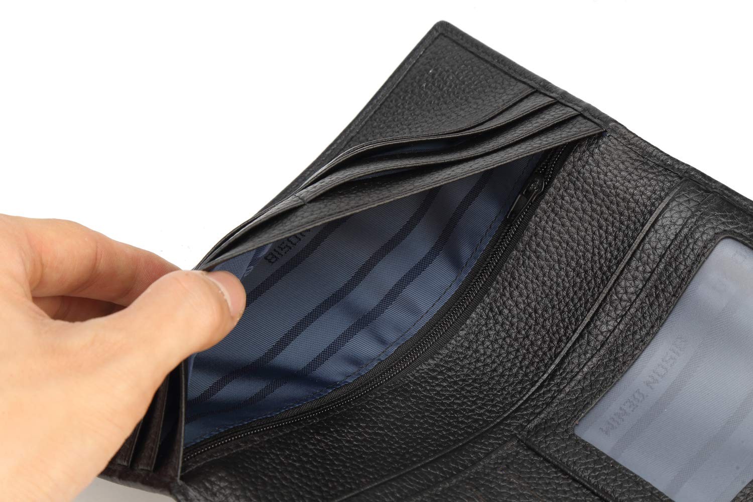 BISON DENIM RFID Bifold Wallets Slim Credit Card 7.5 x 4 x 0.6 inches, Black