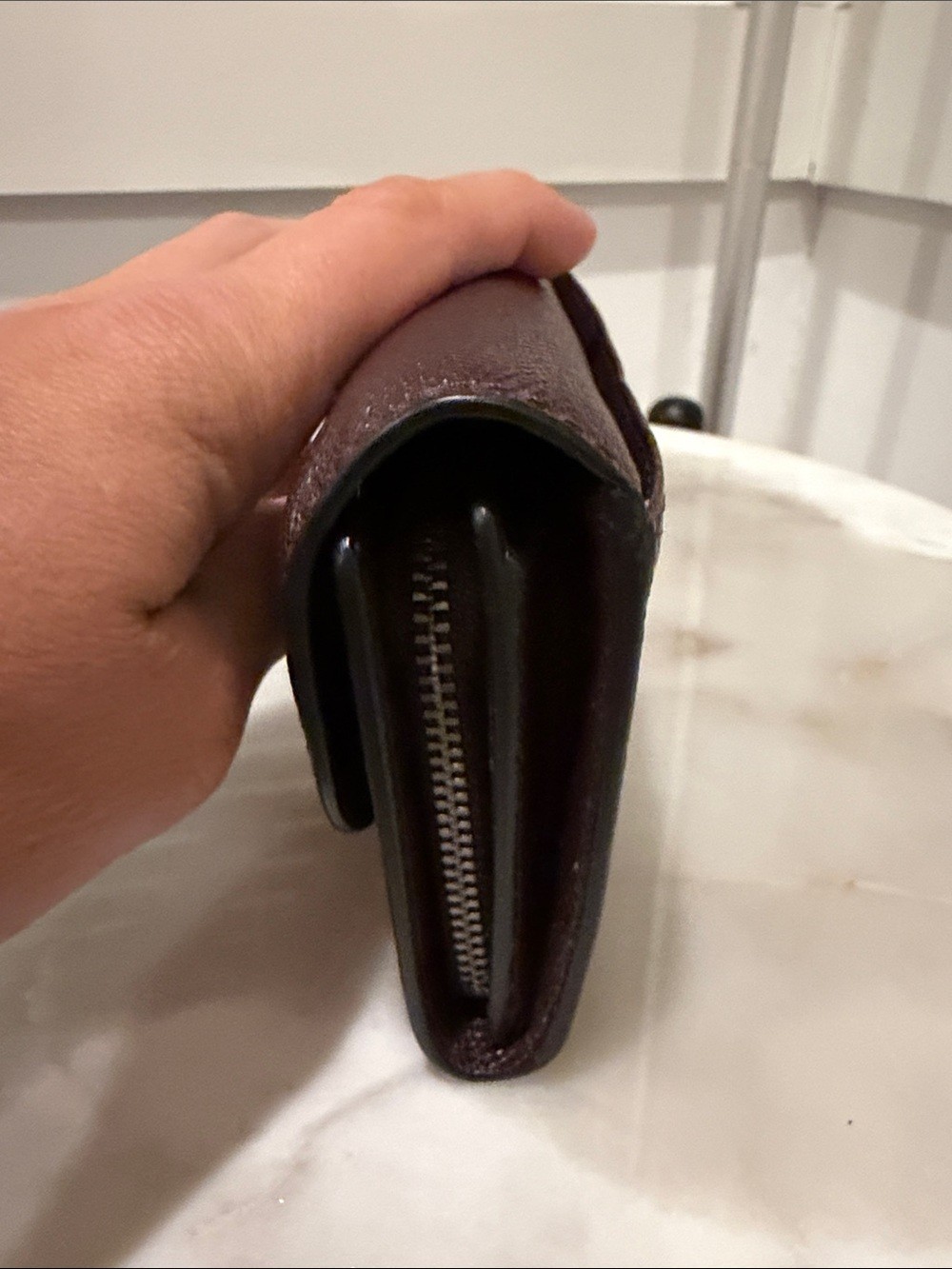 NWOT Coach Slim Envelope Wallet in Oxblood Crossgrain Leather
