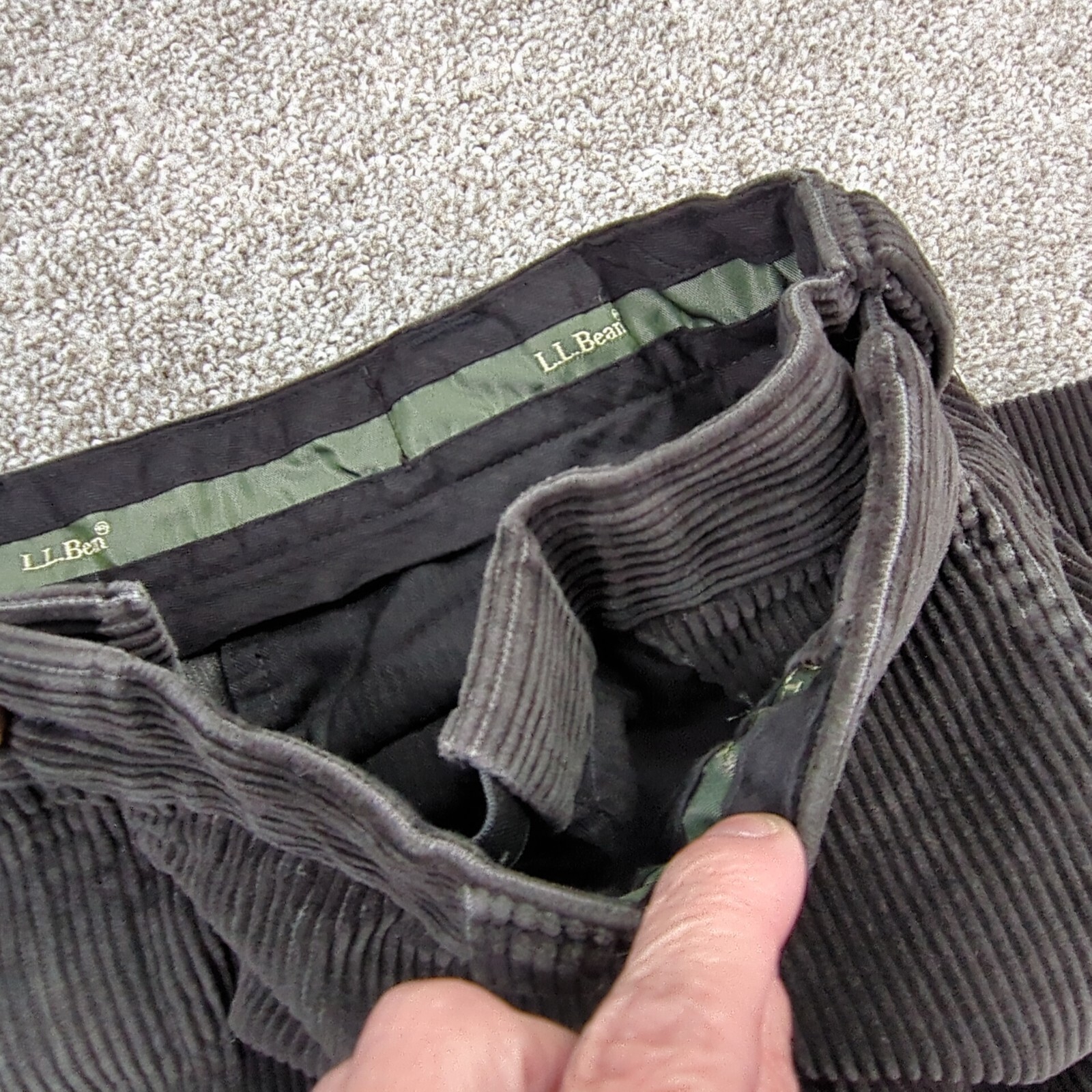 LL Bean Pants Mens 38 Black Corduroy Club Pant Casual Dressy Preppy Big Whale