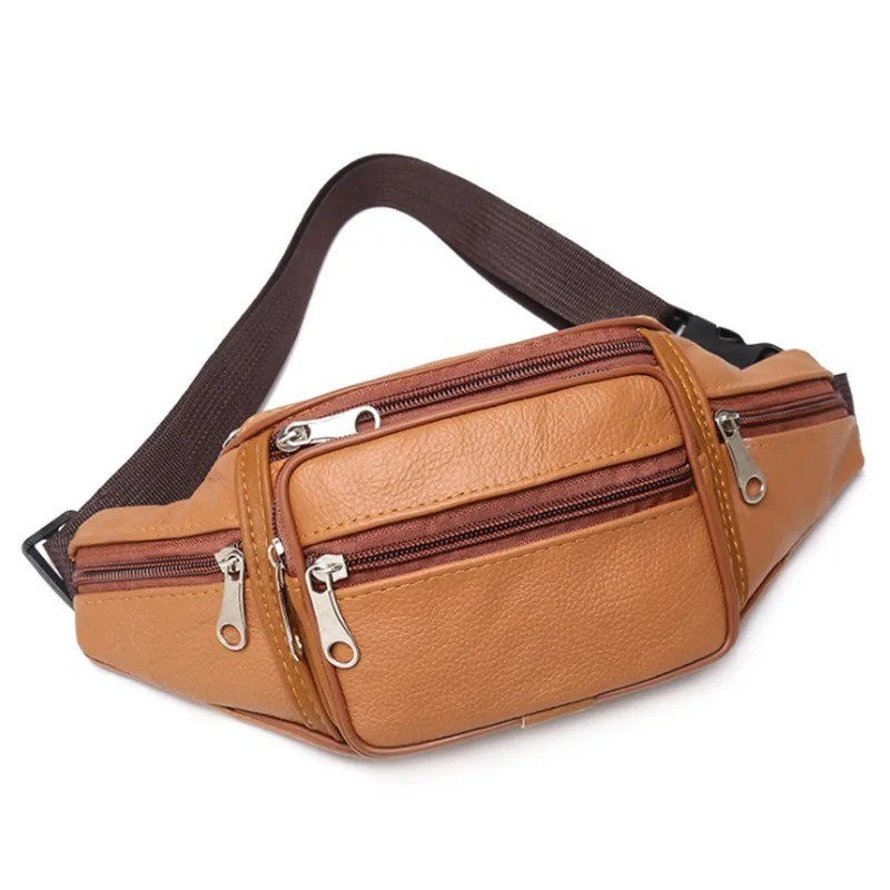 Men’s Waist Pack PU Leather Bag Waist Belt Bag Male Artificial Leather Fanny