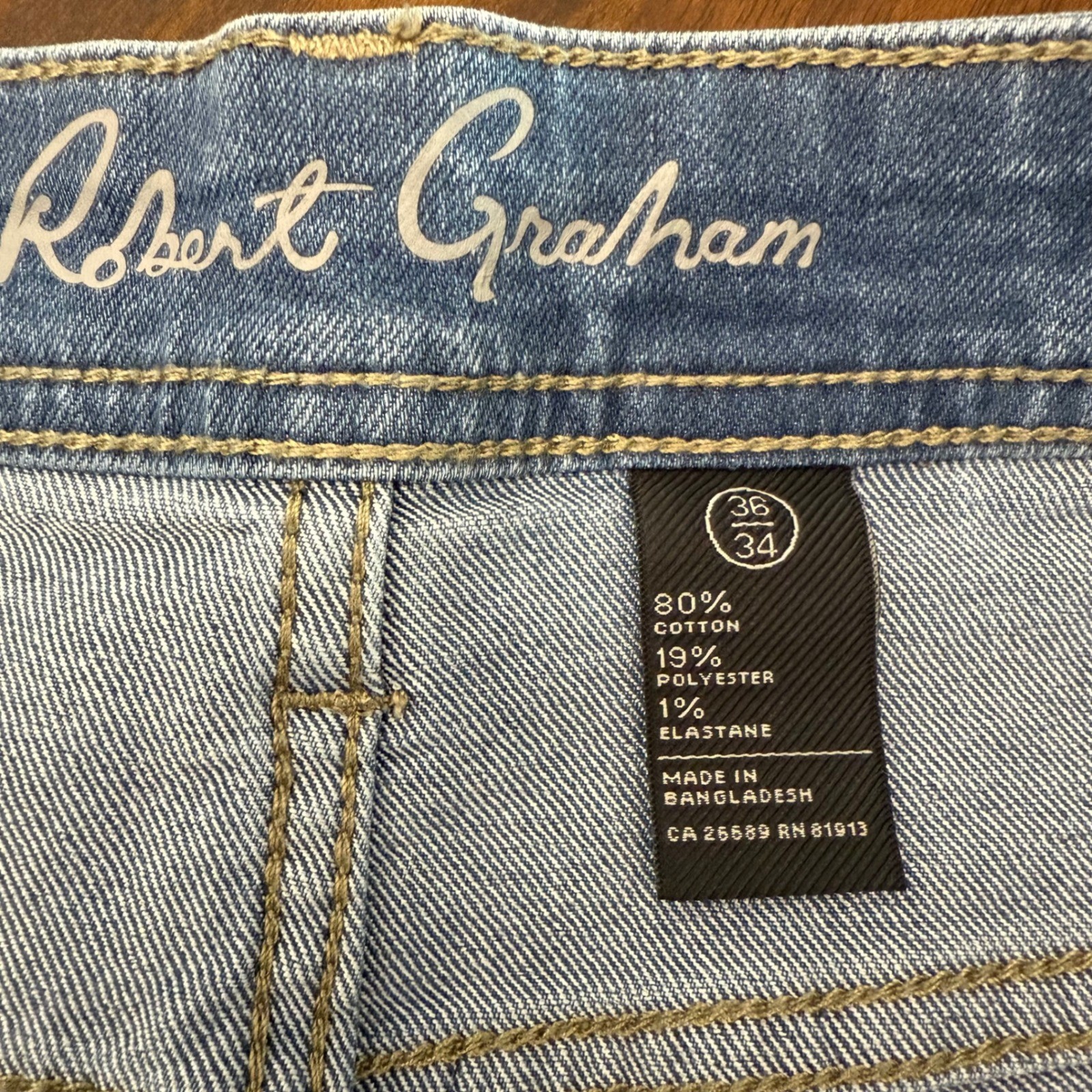 Robert Graham Merton Mens Light Indigo Straight Leg Jeans 36×34 OF5357-452 NEW