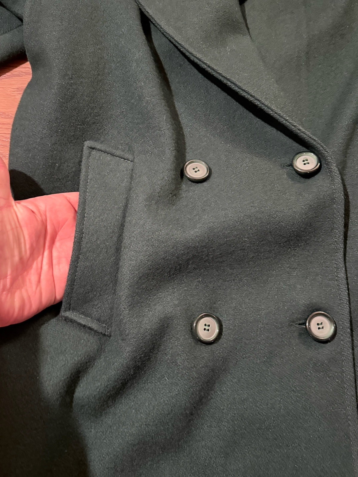 Vintage Alorna 100% wool Women’s Coat Teal green Long Double Breasted USA large