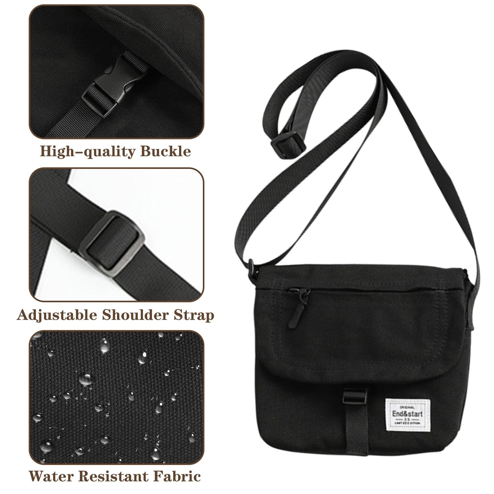 Lizbin Small Crossbody Bag for Men, Canvas Messenger Bag Shoulder bag, Mens C…