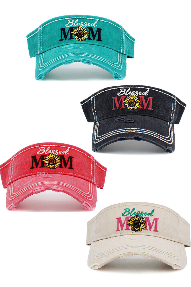 KBETHOS Women Classic Blessed Mom Vintage Distressed Baseball Visor Cap Hat