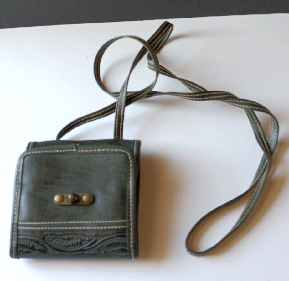 Crossbody Purse Small Wallet Green Credit Card Carrier Change Purse Lock Closure