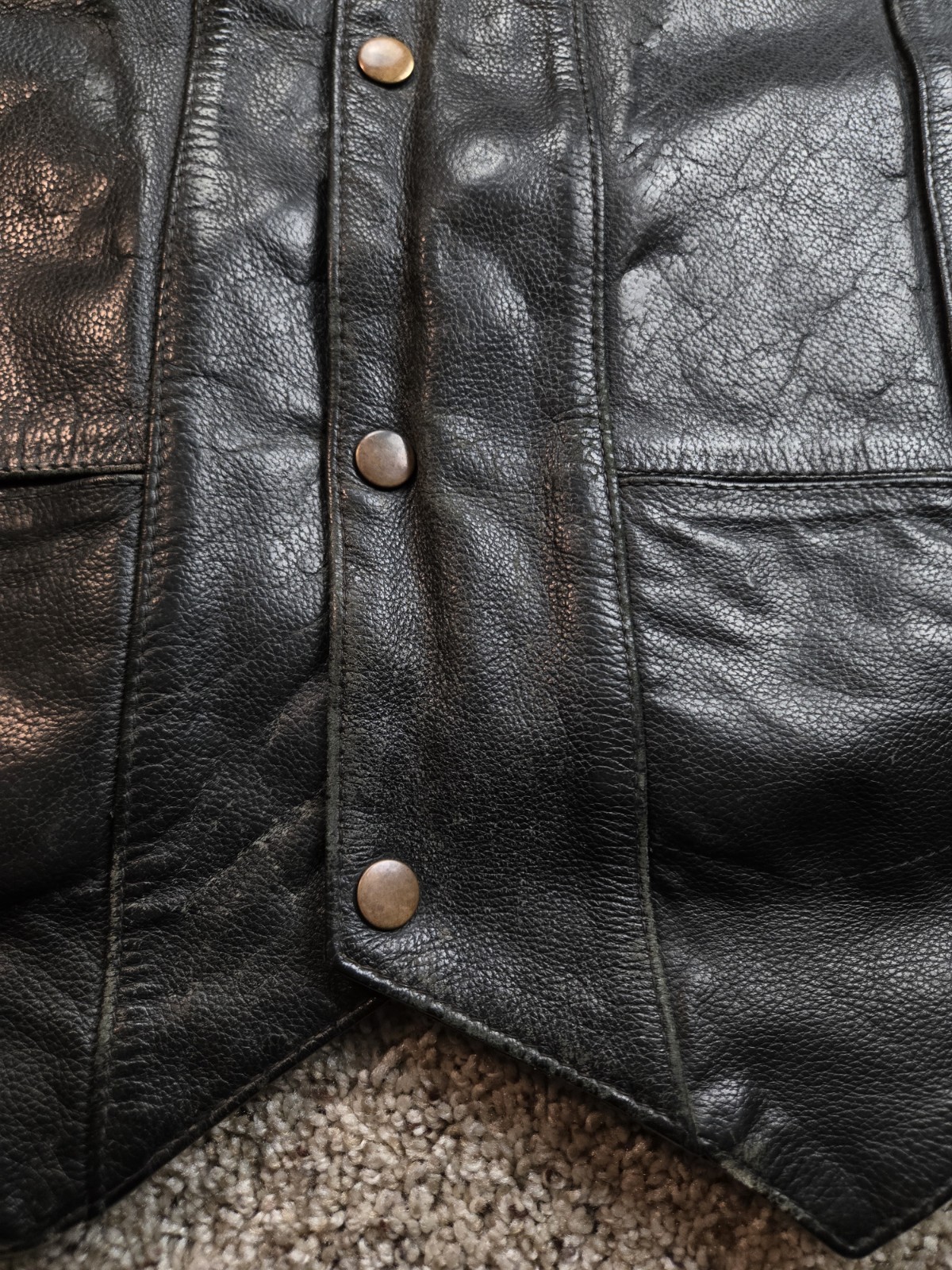Street & Steel Gunslinger Leather Vest Mens Large Black Snap Front Lace Up