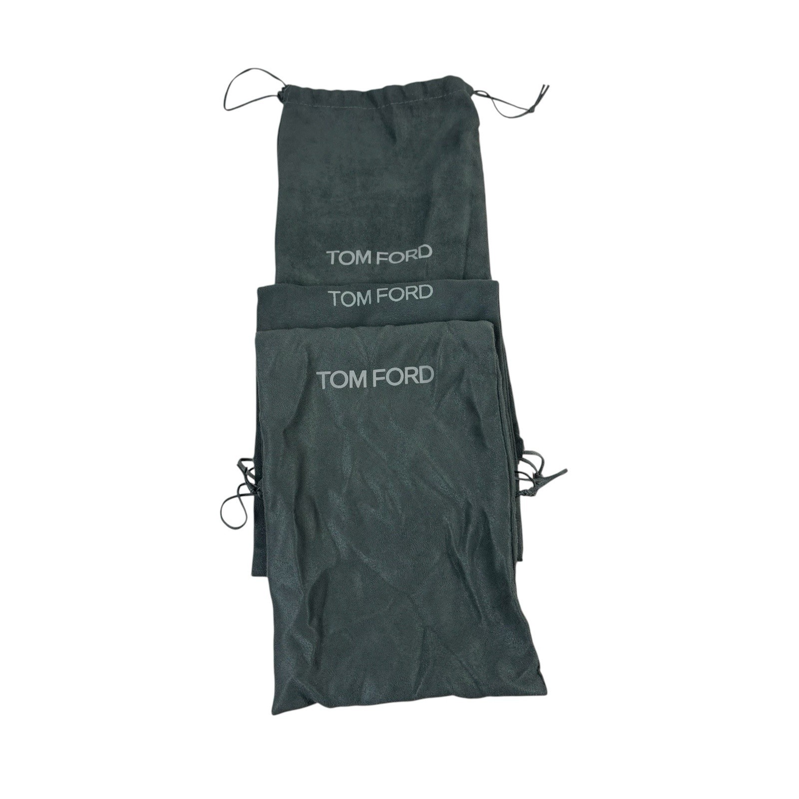 Tom Ford Lot 3 Gray Faux Suede Protective Shoe Storage Dust Bag Covers 6.75X13”