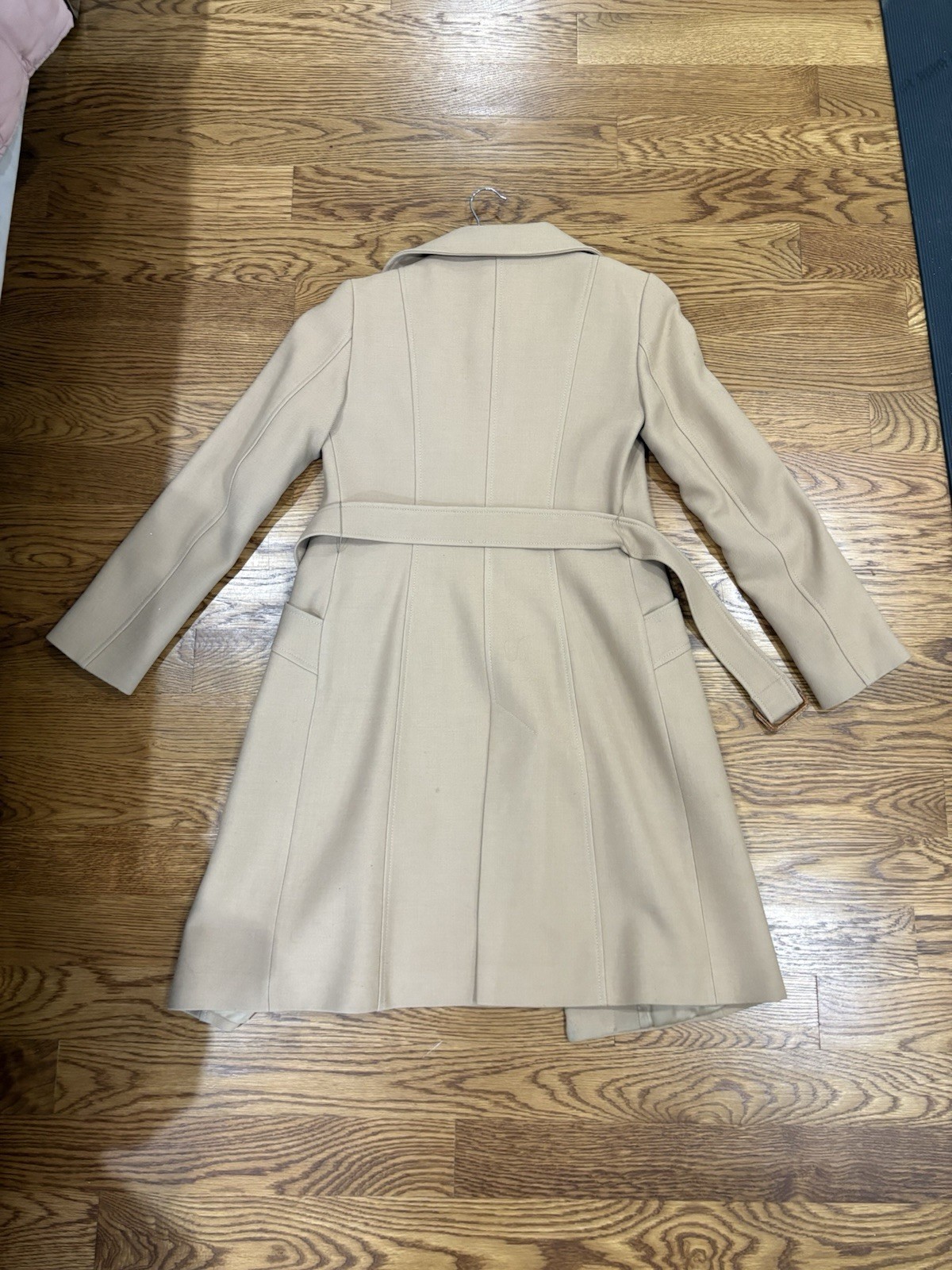 Zara Camel Wool-blend Trench Coat With Waist Belt Size M