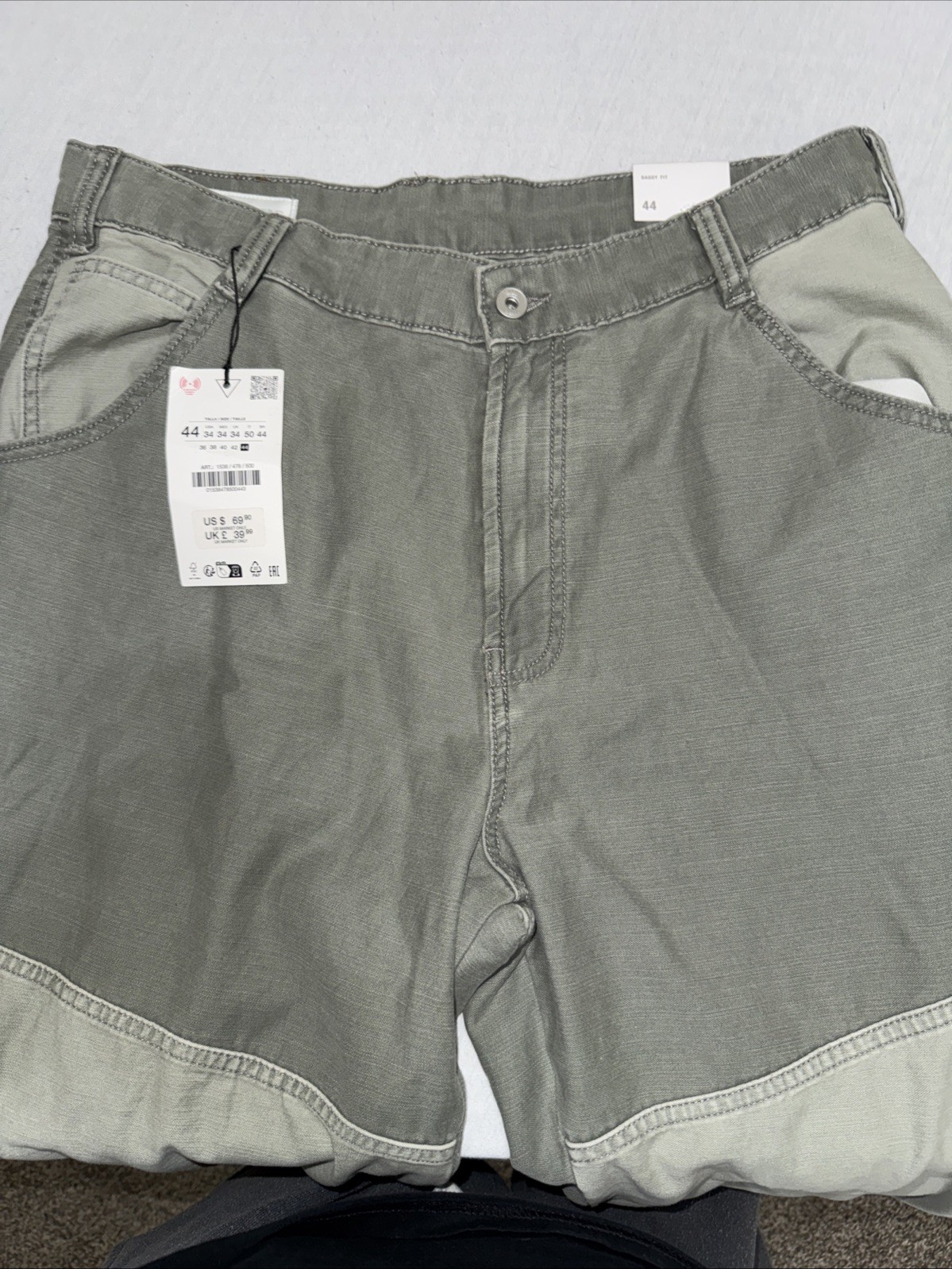 Grey Straight Fit Zara Baggy Carpenter Loop Jeans Size 34×30 New With tags