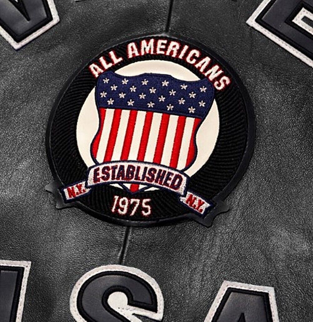 Men Avirex Black Real Bomber American Flight Jacket Leather Jacket-FAST SHIPPING
