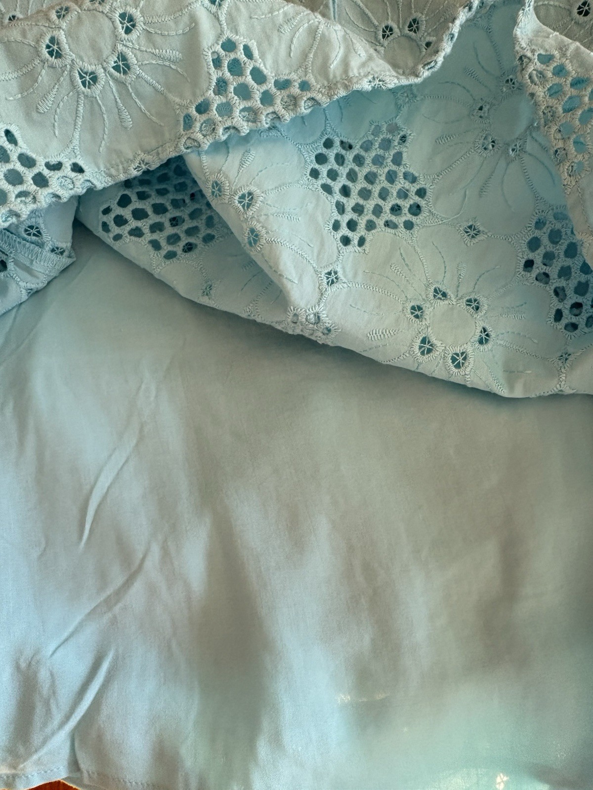 NWT J.Crew Aqua Blue Eyelet Long Sleeve Popover Top Size S Camisol Included