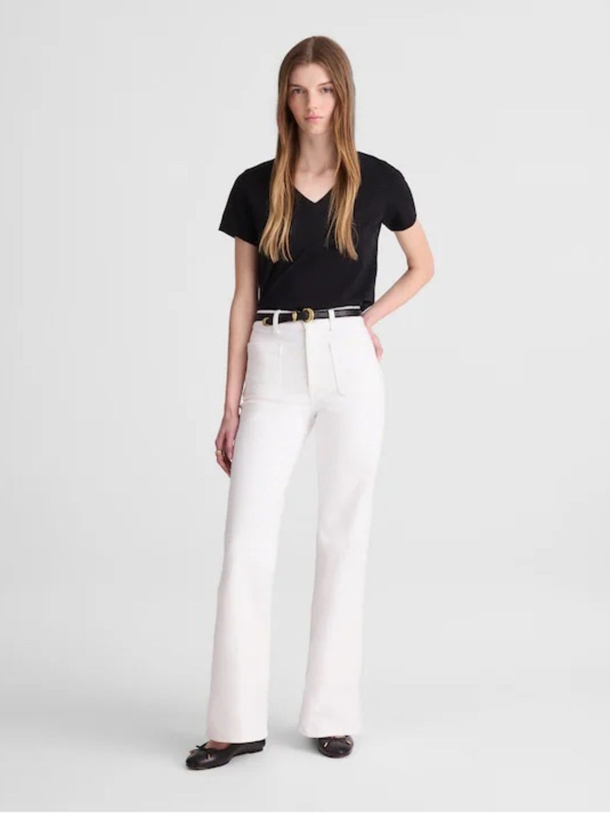 Madewell The Emmy Wide-Leg Jean in Super Stretch Denim in Tile White Size 26 NWT