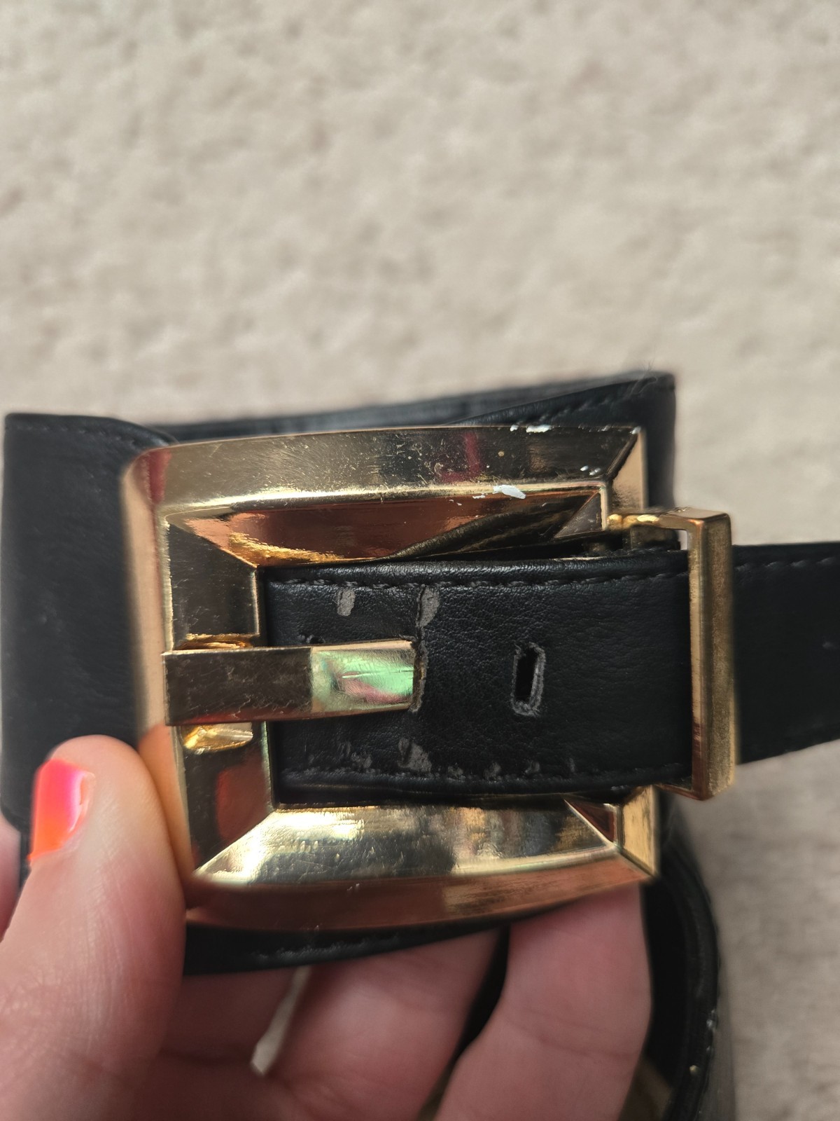 Black bamboo brand faux leather high heels size 6. Buckle strap