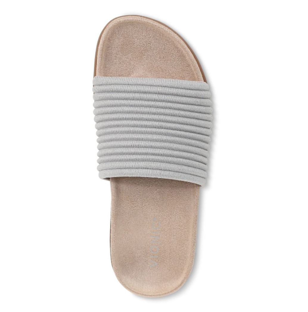 Vionic Evie Knit Slide Sandals Women’s Vapor Silver Orthotic Comfort Slip On