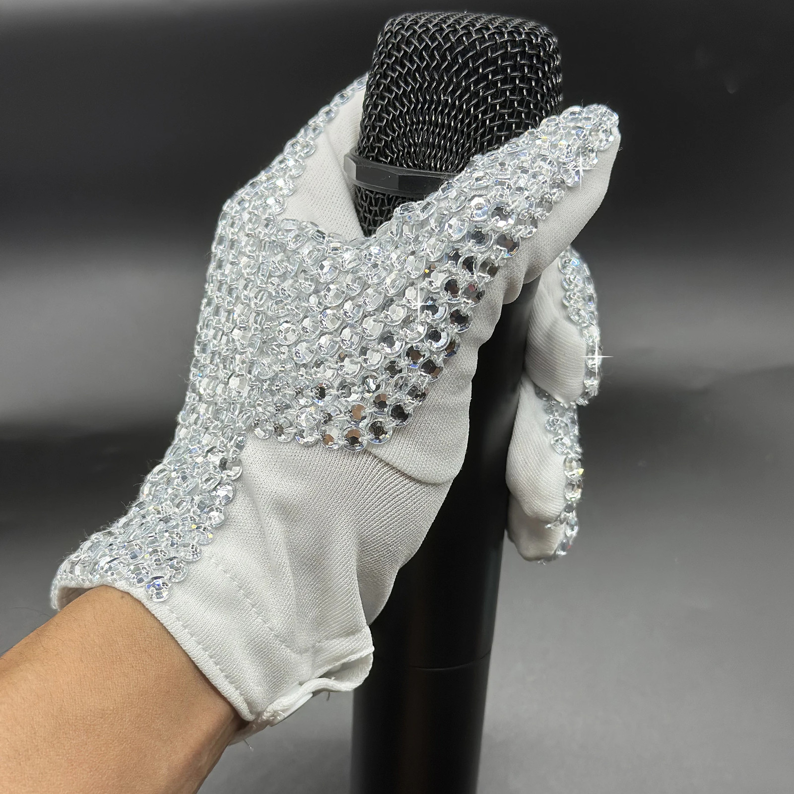 Handmade Glove with Full Crystals Michael Jackson Silver Adults Celebrate Impers