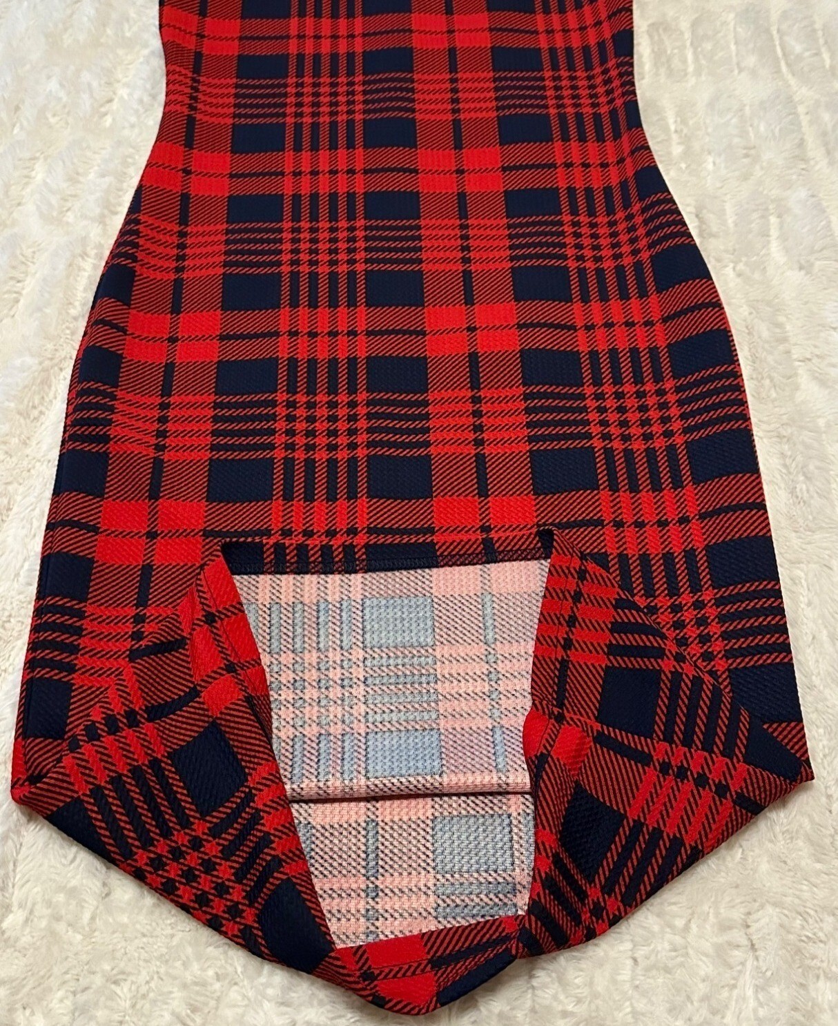 SHEIN Mock Neck Red Plaid Dress Polyester Spandex Blend Women’s Size XS/2