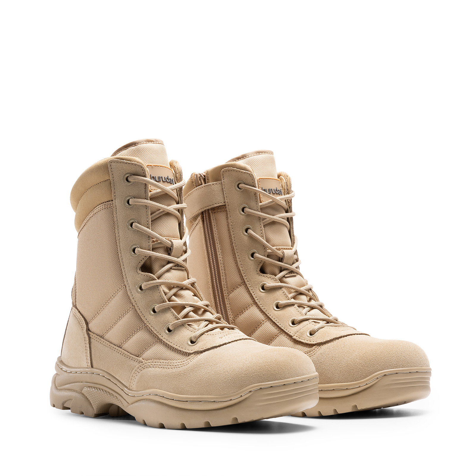 Men’s Military Tactical Work Boots Side Zipper Leather Motorcycle Combat Boots
