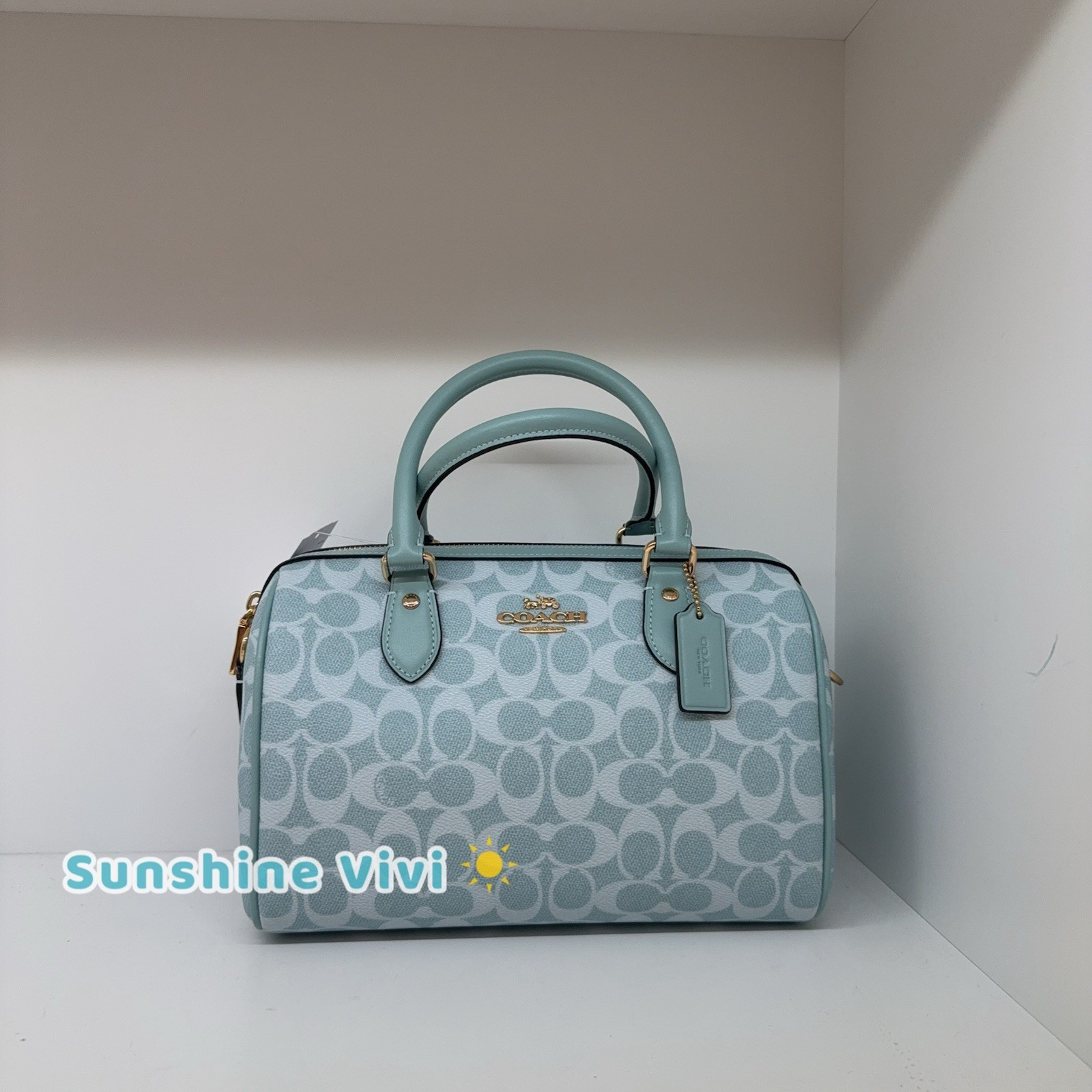 NWT COACH Rowan Satchel Bag In Signature Canvas CEY39 in Light Blue