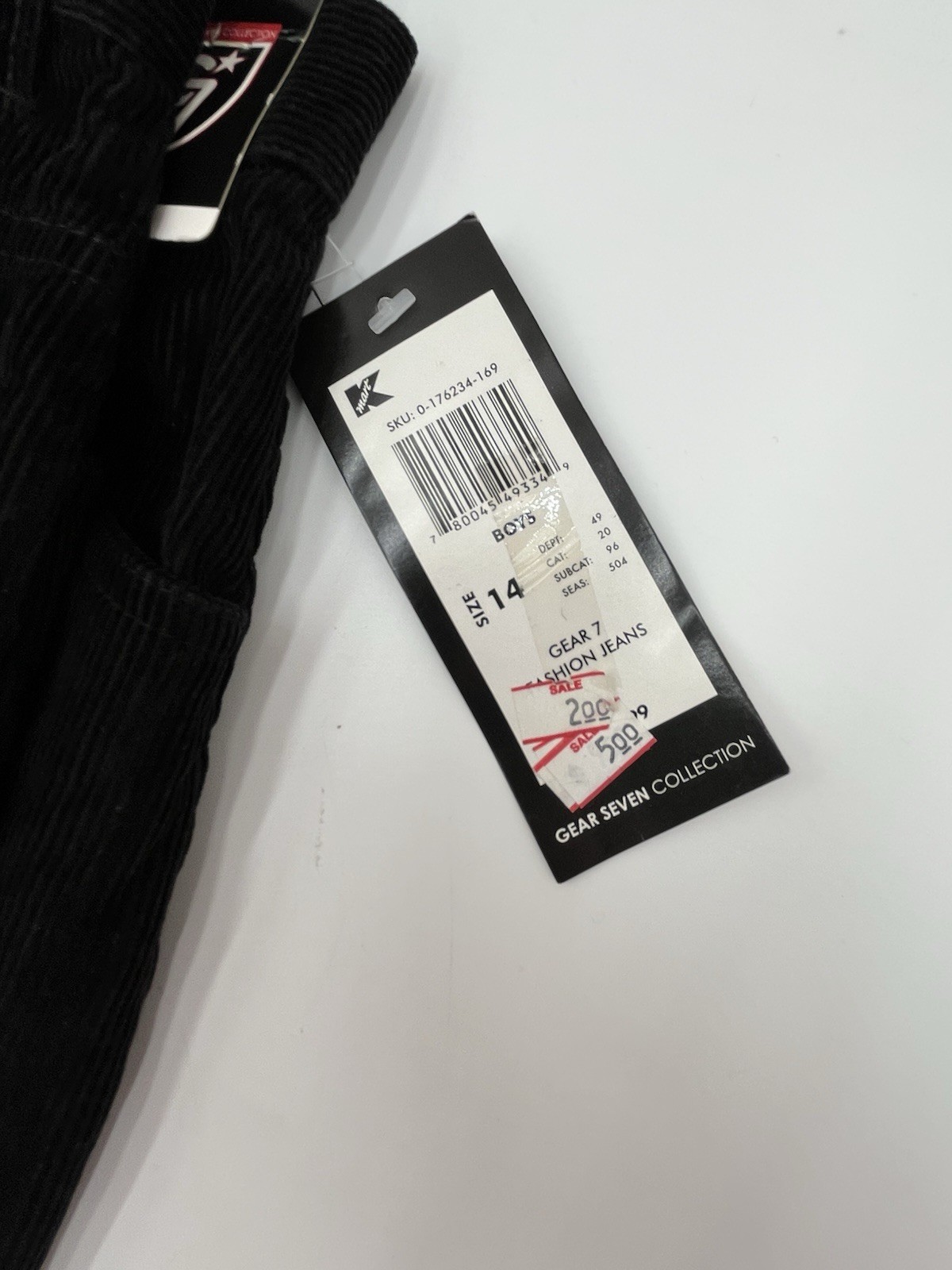 Gear Seven Collection Y2K Skateboard Youth Unisex Black Corduroy Size 14