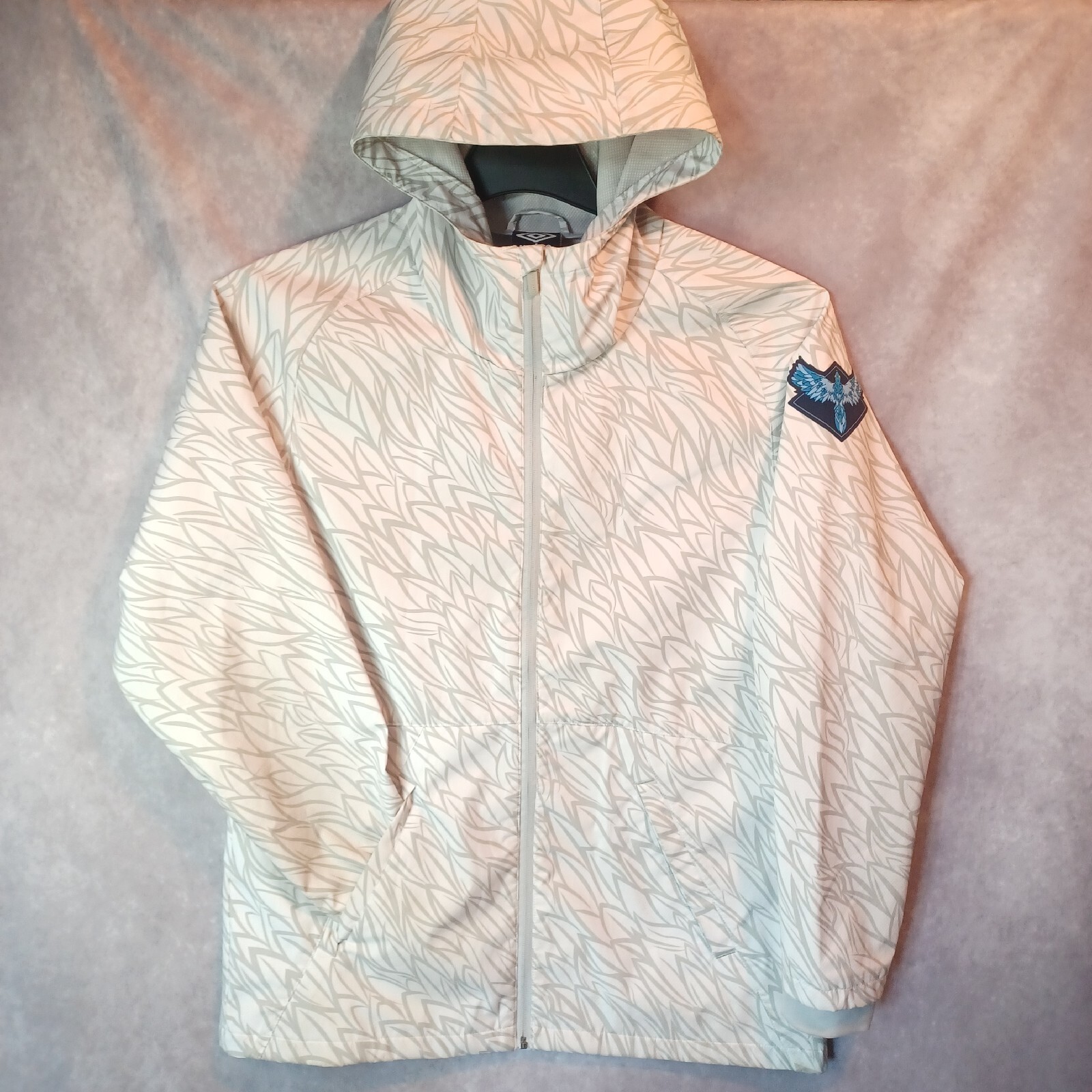 Umbro Premier Jacket Medium White Gray Windbreaker Hoodie Mens Blue Bird Phoenix